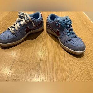 Nike SB Light Blue and Red Dunks